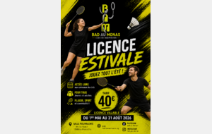 Licence ESTIVALE (du 1er mai au 31 août 2026)